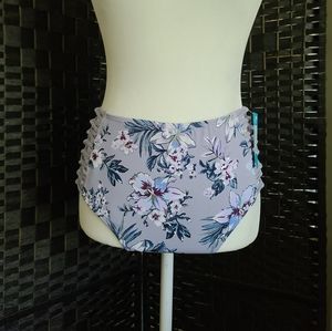 Ambrielle High Waisted Floral Bikini Bottoms